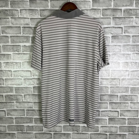 Kansas Jayhawks x Adidas Golf Gray Striped Performance Polo Shirt Men XL Stretch - Picture 4 of 8